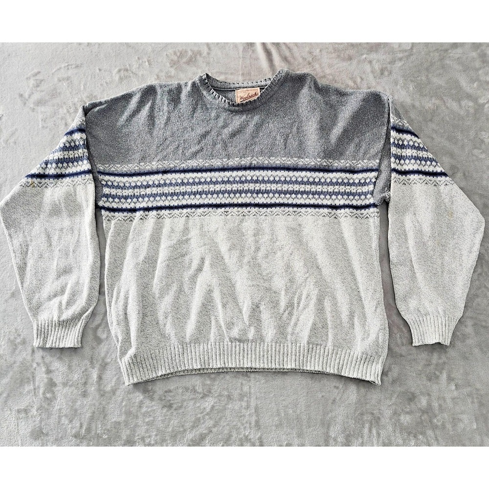 Vintage 90s Woolrich Crewneck Sweater‎ Fair Isle Wool Men's XL Made In USA
